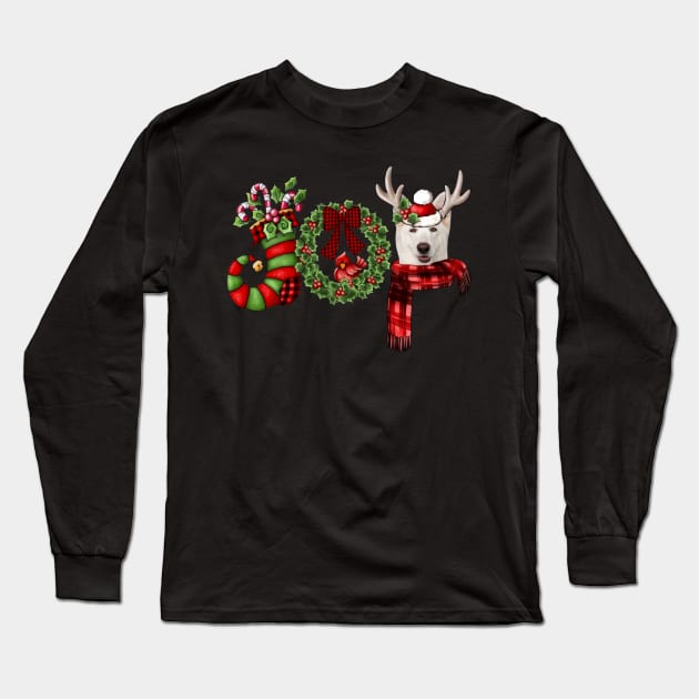 Christmas Joy Dwarf Stocking Reindeer German Shepherd Long Sleeve T-Shirt by Ripke Jesus